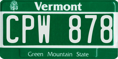 VT license plate CPW878