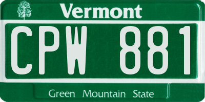 VT license plate CPW881