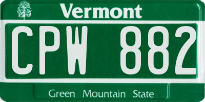 VT license plate CPW882