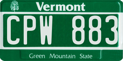 VT license plate CPW883
