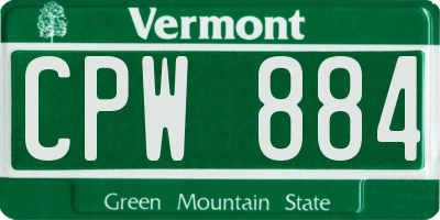 VT license plate CPW884