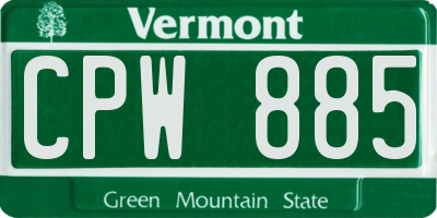 VT license plate CPW885