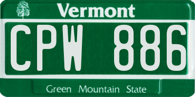VT license plate CPW886