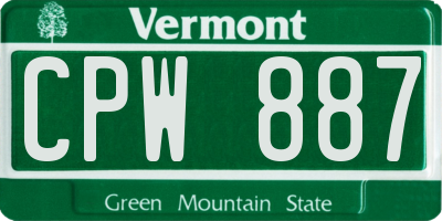 VT license plate CPW887