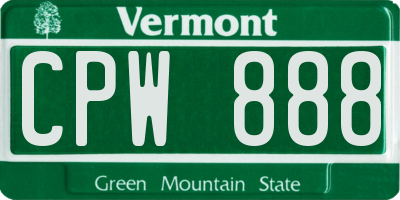 VT license plate CPW888