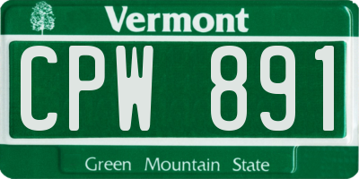 VT license plate CPW891
