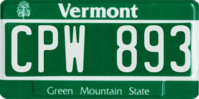 VT license plate CPW893