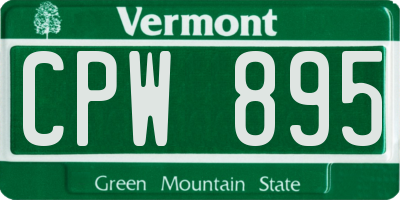 VT license plate CPW895