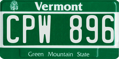 VT license plate CPW896
