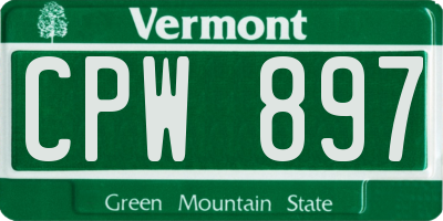 VT license plate CPW897