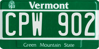 VT license plate CPW902