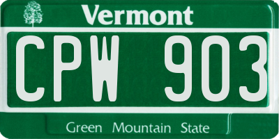VT license plate CPW903