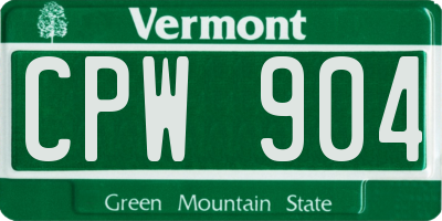 VT license plate CPW904