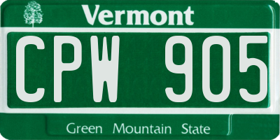 VT license plate CPW905