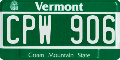 VT license plate CPW906