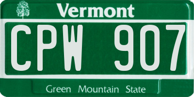 VT license plate CPW907
