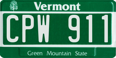 VT license plate CPW911