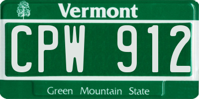VT license plate CPW912
