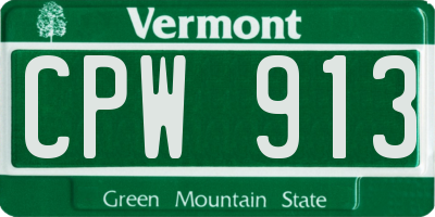 VT license plate CPW913