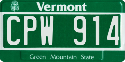 VT license plate CPW914