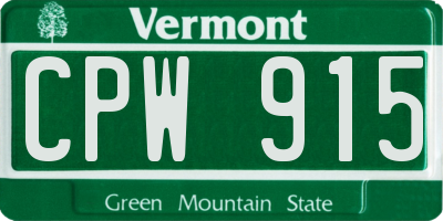 VT license plate CPW915