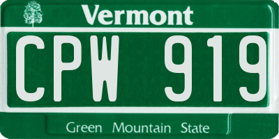 VT license plate CPW919