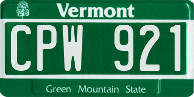 VT license plate CPW921