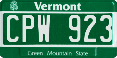 VT license plate CPW923