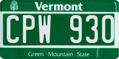 VT license plate CPW930