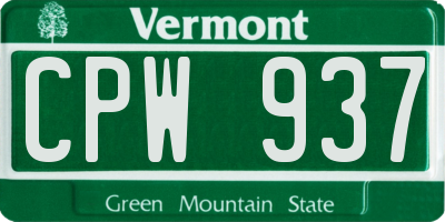 VT license plate CPW937