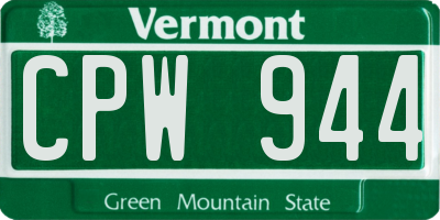 VT license plate CPW944
