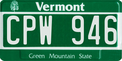 VT license plate CPW946