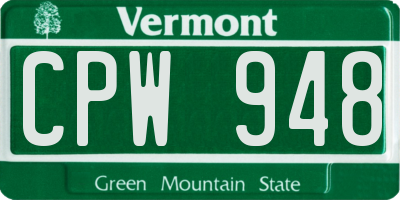 VT license plate CPW948