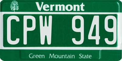 VT license plate CPW949