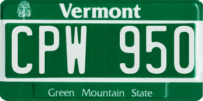 VT license plate CPW950
