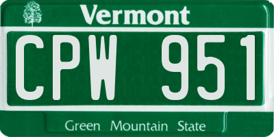 VT license plate CPW951