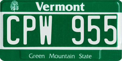 VT license plate CPW955