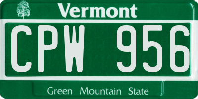 VT license plate CPW956