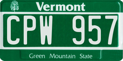 VT license plate CPW957