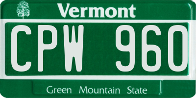 VT license plate CPW960