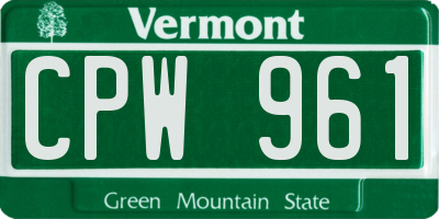 VT license plate CPW961