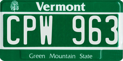 VT license plate CPW963