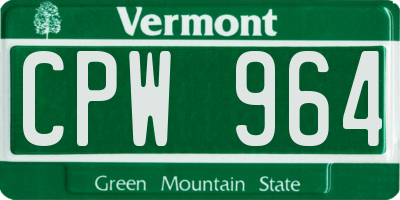 VT license plate CPW964