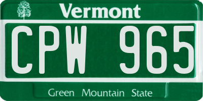 VT license plate CPW965