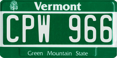 VT license plate CPW966