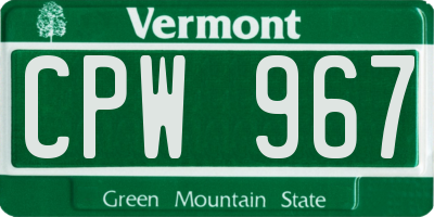 VT license plate CPW967