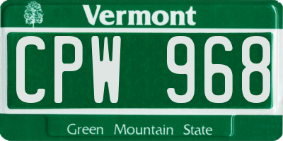 VT license plate CPW968