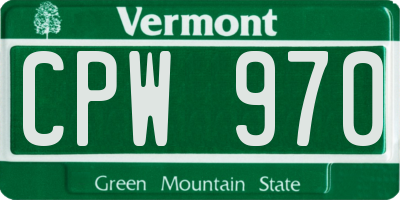 VT license plate CPW970