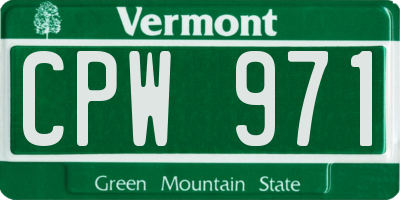 VT license plate CPW971