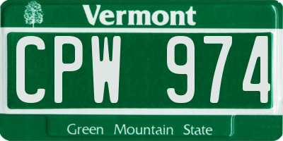 VT license plate CPW974